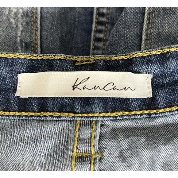 KanCan Skirt Juniors 3 25" Blue Denim Pencil Straight Mini Skirt Distress Casual - Picture 5 of 7